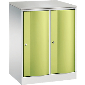 C+P Garderobekast Resisto, 2 vakken, 2 legborden, B 772 x D 540 x H 1077 mm, lichtgrijs/kleedgroen