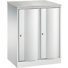 C+P Garderobekast Resisto, 2 vakken, 2 legplanken, B 772 x D 540 x H 1077 mm, lichtgrijs