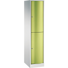 C+P Garderobenspind Resisto,  1 Abteil,  2 Fächer,  B 396 x T 540 x H 1950 mm, Lichtgrau/Clowngrün