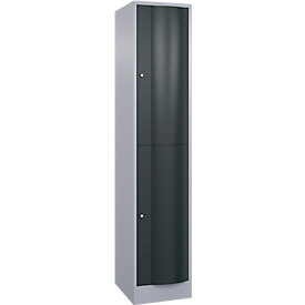 C+P Garderobenspind Resisto, 1 Abteil, 2 Fächer, B 396 x T 540 x H 1950 mm, Weissalu/Anthrazitgrau