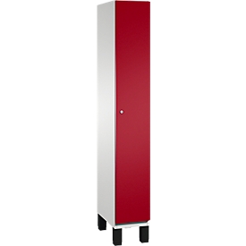 C+P Kast Cambio, 1 vak, op poten, B 300 x D 525 x H 1980 mm, lichtgrijs/ruwe rood