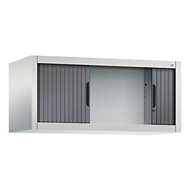 C + P Omnispace rolluikkast, afsluitbaar, B 1000 x D 420 x H 450 mm, staal/kunststof, lichtgrijs/zwartgrijs