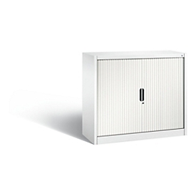 C + P Rollladenschrank Omnispace, 2 OH, abschliessbar, B 1200 x T 420 x H 1030 mm, Stahl/Kunststoff, verkehrsweiss