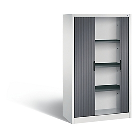 C + P Rollladenschrank Omnispace, 4 OH, abschliessbar, B 1000 x T 420 x H 1660 mm, Stahl/Kunststoff, lichtgrau/schwarzgrau