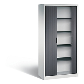 C + P Rollladenschrank Omnispace, 5 OH, abschliessbar, B 1000 x T 420 x H 1980 mm, Stahl/Kunststoff, lichtgrau/schwarzgrau
