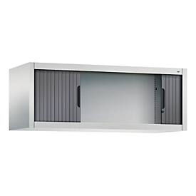 C + P Rollladenschrank Omnispace, abschliessbar, B 1200 x T 420 x H 450 mm, Stahl/Kunststoff, lichtgrau/schwarzgrau