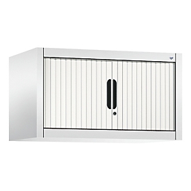 C + P Rollladenschrank Omnispace, abschließbar, B 800 x T 420 x H 450 mm, Stahl/Kunststoff, weiß