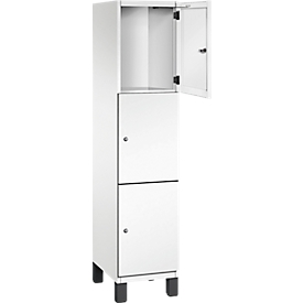 C+P Schließfachschrank Cambio, 1 Abteil, 3 Fächer, auf Füßen, B 400 x T 525 x H 1980 mm, verkehrsweiß