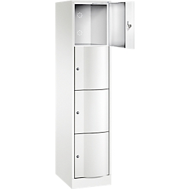 C+P Schliessfachschrank Resisto, 1 Abteil, 4 Fächer, B 396 x T 540 x H 1950 mm, Verkehrsweiss