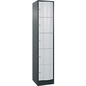 C+P Schliessfachschrank Resisto, 1 Abteil, 5 Fächer, B 396 x T 540 x H 1950 mm, Anthrazitgrau/Lichtgrau