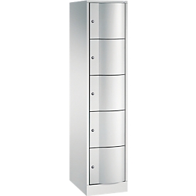 C+P Schliessfachschrank Resisto, 1 Abteil, 5 Fächer, B 396 x T 540 x H 1950 mm, Lichtgrau/Clowngrün