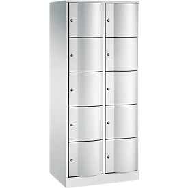 C+P Schliessfachschrank Resisto, 2 Abteile, 10 Fächer, B 772 x T 540 x H 1950 mm, Lichtgrau/Clowngrün