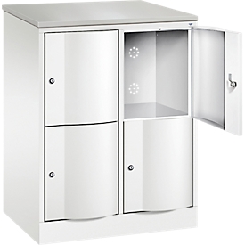 C+P Schliessfachschrank Resisto, 2 Abteile, 4 Fächer, B 772 x T 540 x H 1077 mm, Verkehrsweiss