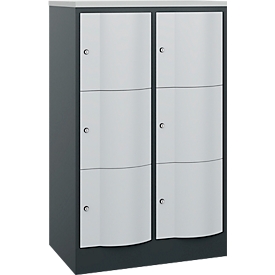 C+P Schliessfachschrank Resisto, 2 Abteile, 6 Fächer, B 772 x T 540 x H 1255 mm, Anthrazitgrau/Lichtgrau