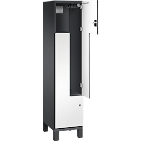 C+P Z-Spind Cambio, 1 Abteil, auf Füßen, B 400 x T 525 x H 1980 mm, schwarzgrau/weiß