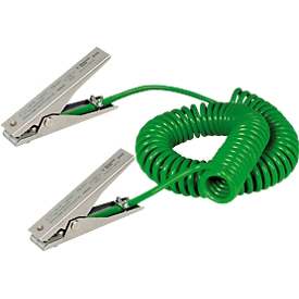 Câble de mise à la terre en spirale pour pompes vide-fûts asecos, avec 2 pinces de mise à la terre, longueur 3000 mm, antidéflagrant