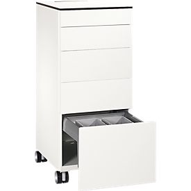 Caddy ASISTO C 3000, 4 tiroirs, avec collecteur de déchets, mobile, blanc