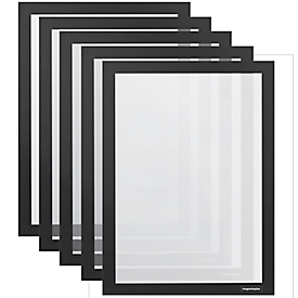 Cadres magnétiques Magnetoplan « magnetofix », format A4 portrait/paysage, PVC, noir, lot de 5