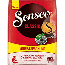 Café Senseo Classic paquet avantageux, 32 dosettes, grains d'Arabica &amp; Robusta, certifié UTZ
