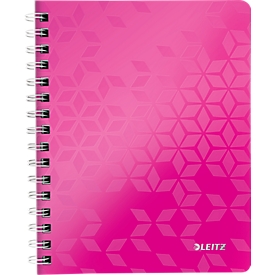 Cahier à double spirale WOW 4639 LEITZ, format A5, ligné, rose