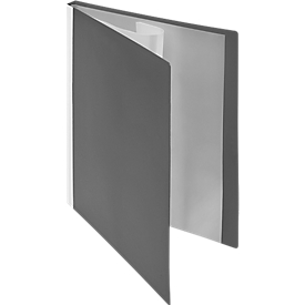 Cahier à pochettes plastiques PP FolderSys, pour format A4, 10 pochettes coin, gris