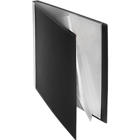 Cahier à pochettes plastiques PP FolderSys, pour format A4, 50 pochettes coin, noir
