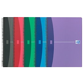 Cahier à spirales Oxford, format A4, 90 feuilles, quadrillé, 5 pièces