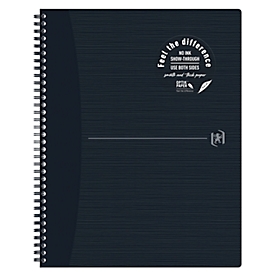 Cahier à spirales Oxford Origins, 70 feuilles, Optik Paper®, DIN A4+, ligné, marge gauche, double spirale, 90 g/m², noir
