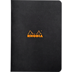 Cahier de notes Rhodia, 48 feuilles, DIN A5, 80g/m², certifié PEFC®, couverture souple, ligné, noir