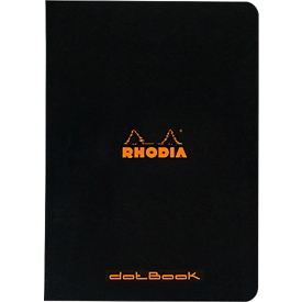 Cahier de notes Rhodia, 48 feuilles, DIN A5, 80g/m², certifié PEFC®, couverture souple, pointillé, noir