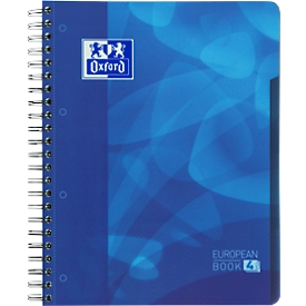 Cahier de projets OXFORD School Projectbook, DIN A4+, 120 feuilles, lignées, avec marge, 4 perforations, reliure à double spirale, bleu