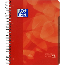 Cahier de projets OXFORD School Projectbook, DIN A4+, 120 feuilles, quadrillé, sans marge, perforé 4 fois, reliure à double spirale, rouge
