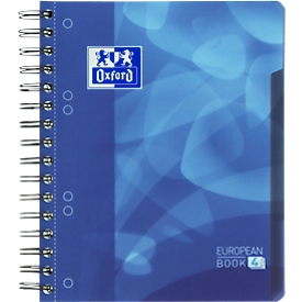 Cahier de projets OXFORD School Projectbook, DIN A5+, 120 feuilles, lignées, avec marge, 6 perforations, reliure à double spirale, bleu