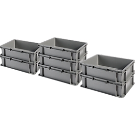 Caisse aux dimensions EURO EF 4120, sans couvercle, 10,8 l, gris, 7 pièces