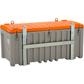 Caisse de transport et de plateforme CEMO CEMbox 750, polyéthylène, 750 l, L 1700 x l 860 x H 800 mm, empilable, grue, avec porte latérale, gris/orange