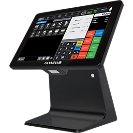 Caisse enregistreuse Olympia TS10, Android 11, 100 utilisateurs, écran 10,1″, avec scanner, impression thermique, port USB-A/LAN/caisse enregistreuse, sans tiroir, noire