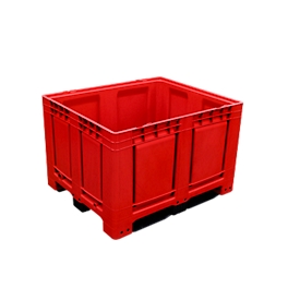 Caisse-palette Big Box 680 l, L 1200 x P 1000 x H 790 mm, fermée, rouge, 3 patins