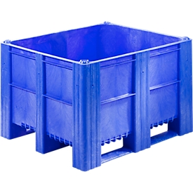 Caisse-palette, construction fermée, 620 L, bleu