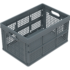 Caisse pliante aux dimensions EURO 532-40, sans couvercle, 40 l, gris