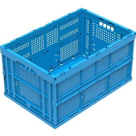 Caisse pliante aux dimensions EURO FK 643-61, sans couvercle, poignée traversante, 60 l, polypropylène, bleu