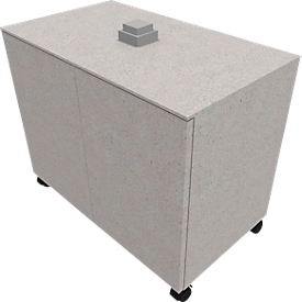 Caisson d'appoint SOLUS PLAY, mobile, 2 portes battantes, L 800 x P 500 x H 720 - 1080 mm, Ceramic grey