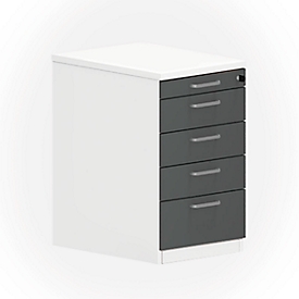 Caisson fixe NEVADA, l. 430 x P 600 x H 740 mm, blanc/gris foncé 