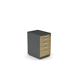 Caisson fixe NEVADA, L 430 x P 600 x H 740 mm, gris foncé/chêne