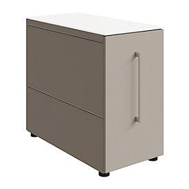 Caisson fixe SOLUS PLAY, avec tiroir, extension à gauche, profondeur 400 mm, gris pierre