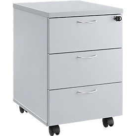 Caisson de bureau rangement bureau sur roulettes 2 tiroirs verrouillables 2  clés fournies panneaux blanc bois clair