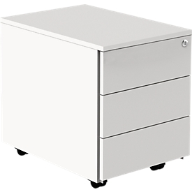 Caisson mobile 333, l. 420 x P 600 x H 540 mm,  avec verrouillage central, blanc