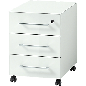 Caisson mobile MONTERIA, 3 tiroirs avec retour automatique, l. 400 x P 500 x H 550 mm, blanc