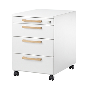 Caisson mobile Start Off Wood, 3 tiroirs, tiroir à outils, fermeture centralisée, L 432 x P 580 x H 595 mm, bois, blanc 