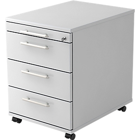 Caisson mobile ULM , 3 tiroirs, 1 tiroir-plumier, l. 428 x P 553 x H 590 mm, gris clair