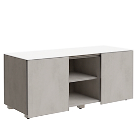 Caisson multi-usage SOLUS PLAY, 2 portes coulissantes, 2 compartiments ouverts, sans poignée, l. 1350 x P 523 x H 583 mm, gris céramique
